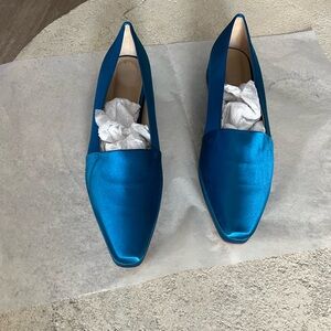 Theory Teal/Aqua Satin Women's Loafers… Size 40/9.5/10 MEDIUM.